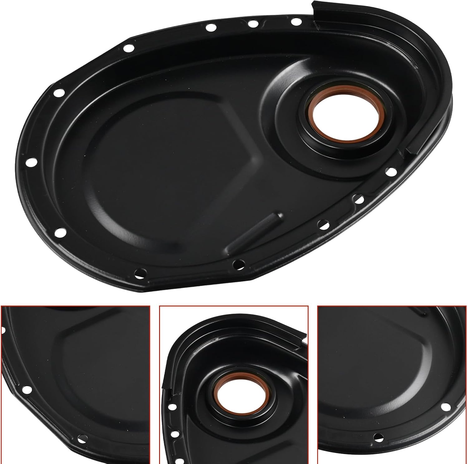 Timing Chain Cover Kit with Gasket and Bolts Compatible with SBC 283 327 350 383 400 V8, Electrophoretic Coated Steel
