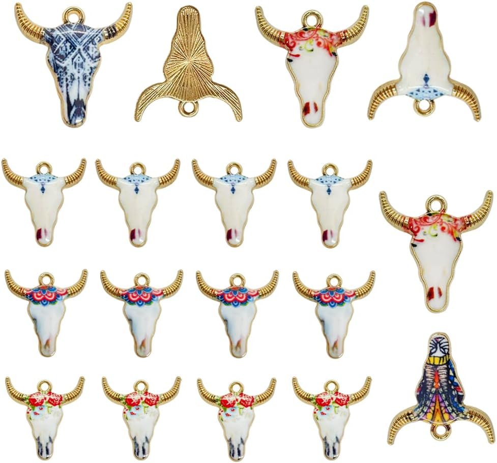 Cow Gold Plated Enamel Pendants Metal Animals Charms Pendant for Earrings DIY Jewelry Making Necklace Bracelet Keychain Craft Findings
