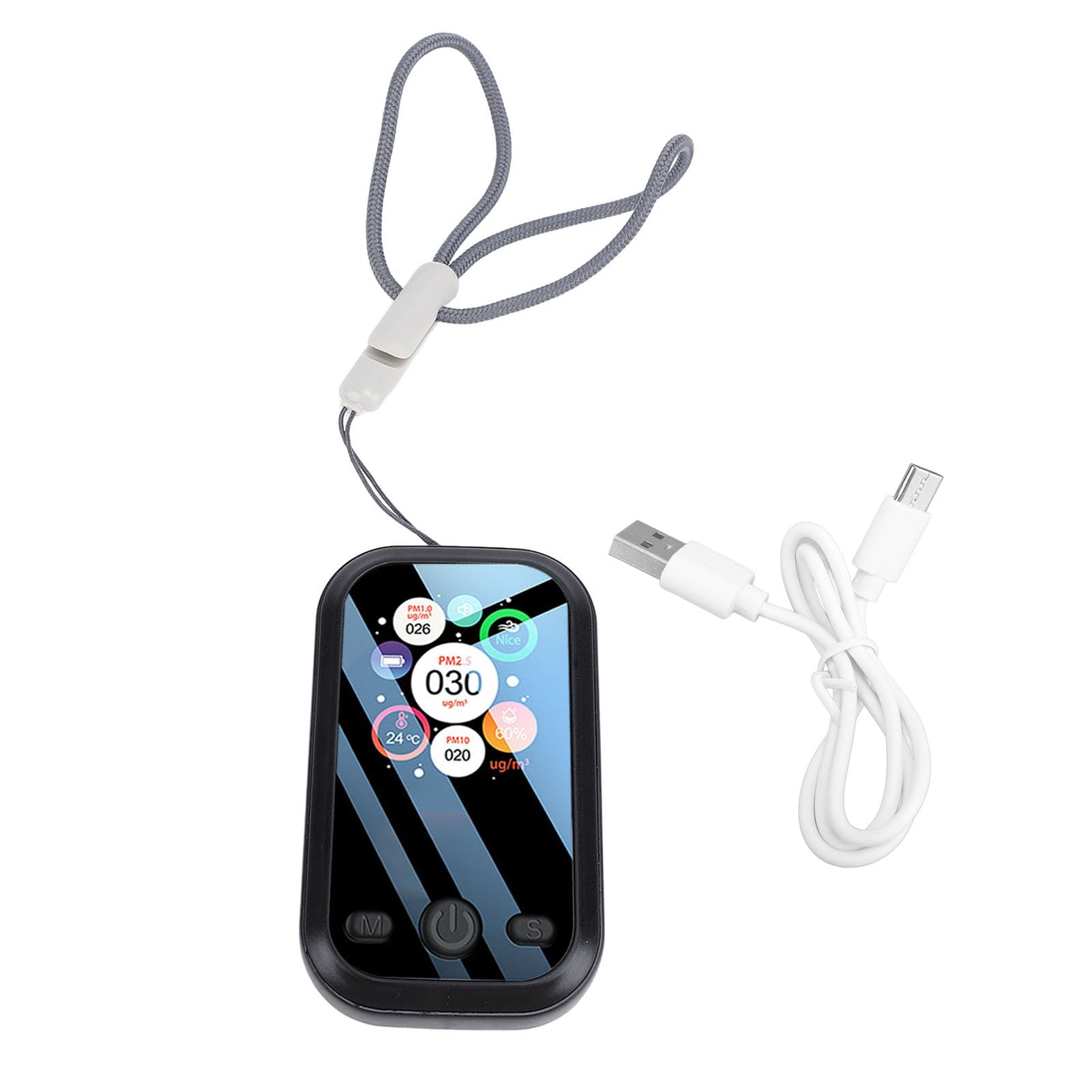 Misuratore di qualità dell'aria digitale portatile con display LCD per rilevamento accurato PM2,5 PM10, per casa e viaggi, 125 g (nero)