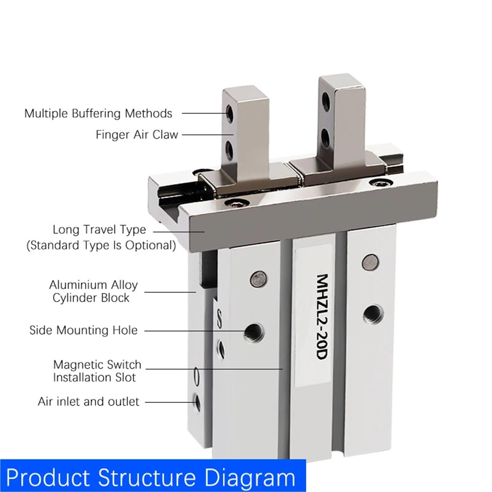 3 stücke MHZ2 Pneumatische Finger Luft Greifer Zylinder MHZL2-10D MHZ2-16D 6D 20D 25D 32D 40D Aluminium Klemmen Finger Zylinder(Red)
