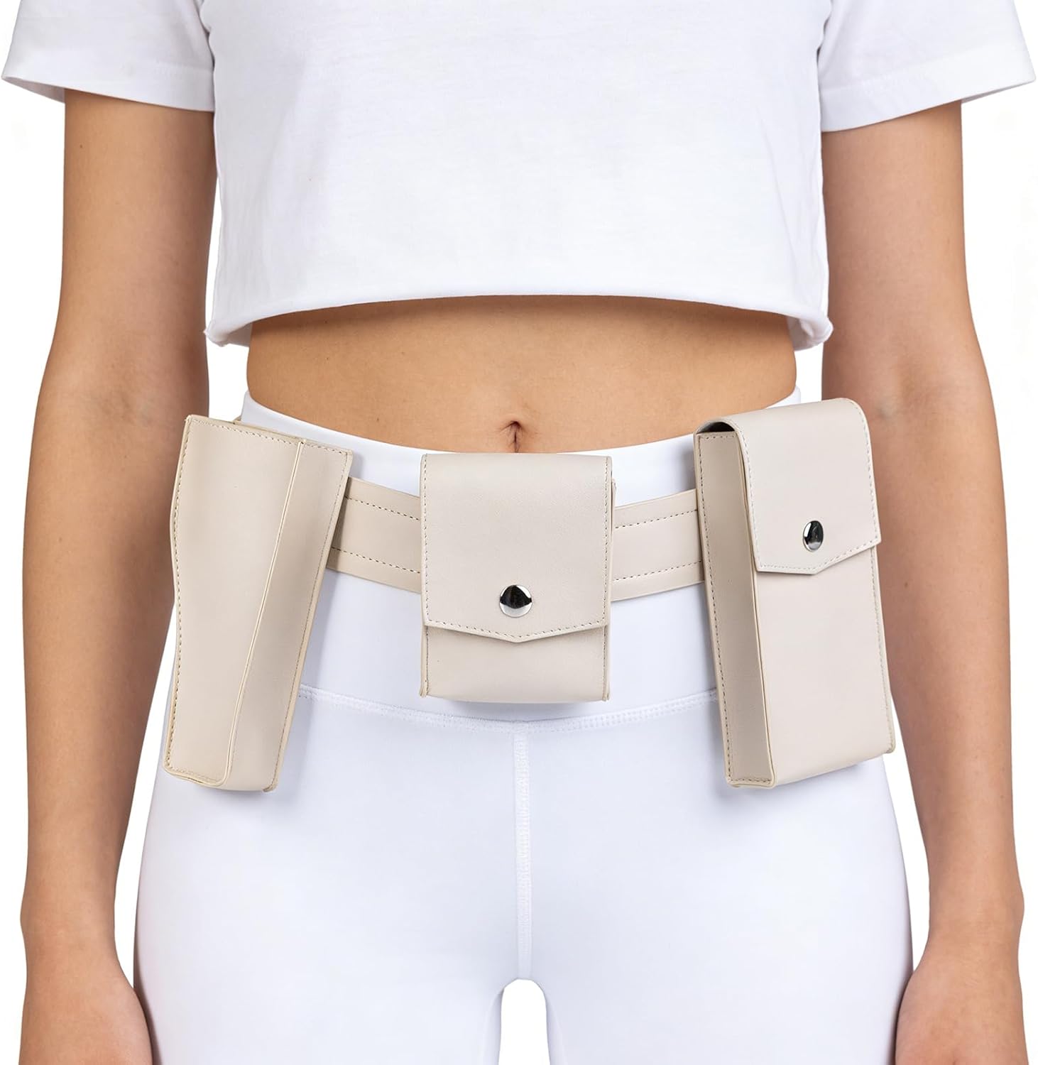 Horizoncos Adjustable Belt Holster with Pockets for Womens Women Halloween Cosplay Costume Props (Beige)