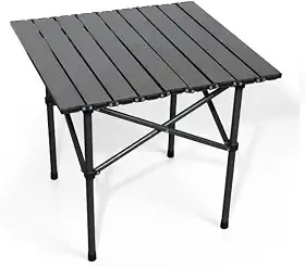 Mesa Dobrável de Camping Portátil em Alumínio – Compacta, Leve e Resistente, com Bolsa de Transporte | Ideal para Piquenique, Praia, Viagens e Trilhas – Espaço para 4 Pessoas (Preto)