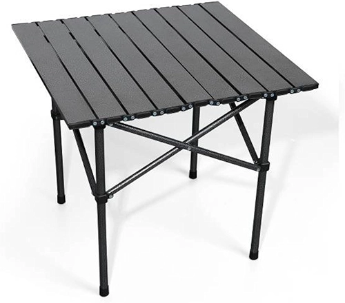 Mesa Dobrável de Camping Portátil em Alumínio – Compacta, Leve e Resistente, com Bolsa de Transporte | Ideal para Piquenique, Praia, Viagens e Trilhas – Espaço para 4 Pessoas (Preto)