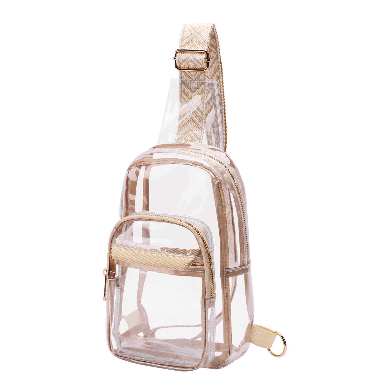 TINYAT Borsa a tracolla trasparente da uomo, approvata dallo stadio, borsa a tracolla trasparente con tracolla regolabile, T560, 7004/Cachi