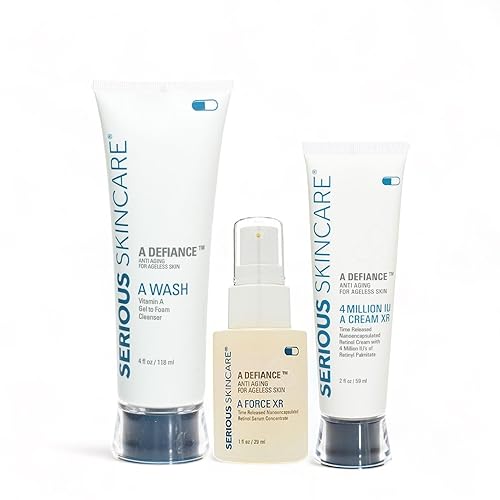 Miniatura 1 de Serious Skincare Un trío Defiance para cara y cuello  Anti-envejecimiento para líneas finas y arrugas  A Force XR Retinol Serum 1 oz  4 millones de