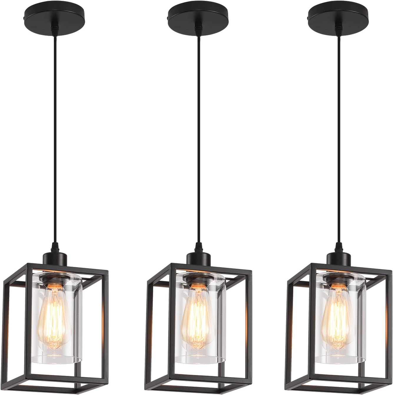 3 Pack Black Pendant Lights