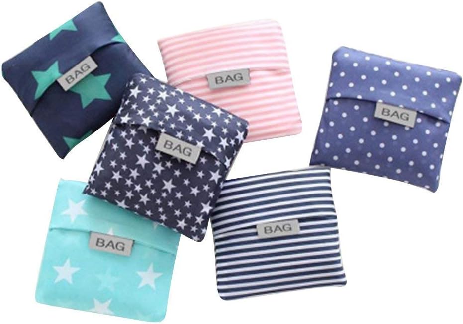 4 Pack Foldable Shopping Bags Reusable Eco-friendly Grocery Tote Bags Shopper Bag Folding into Attached Pouch (Random Color)