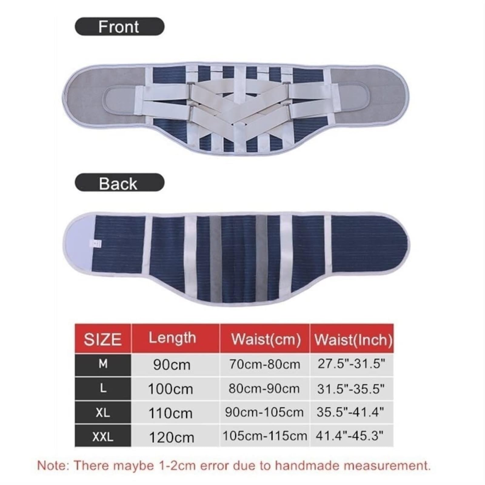 Rückenstützgürtel für Sport Lendenwirbelstützgürtel-Rückenstütze Mit Abnehmbaren Doppelzuggurtpolstern Und Stahlschienen Rückenbandage Rückengürtel(L)