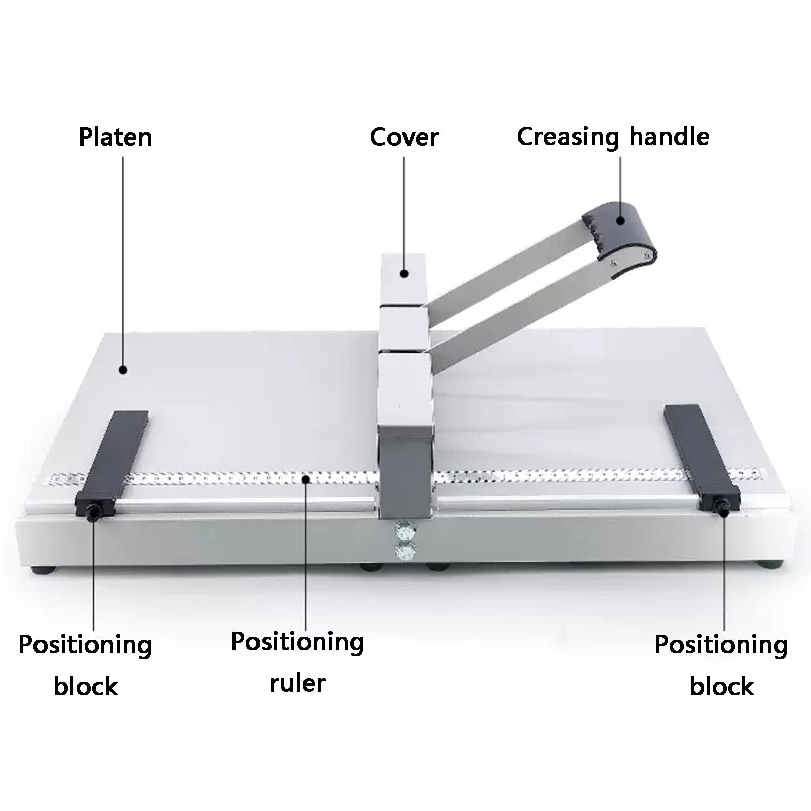 Piegatrice manuale per carta A3/A4, cartella da scrivania in metallo resistente con righello di posizionamento, per carte, opuscoli, foto