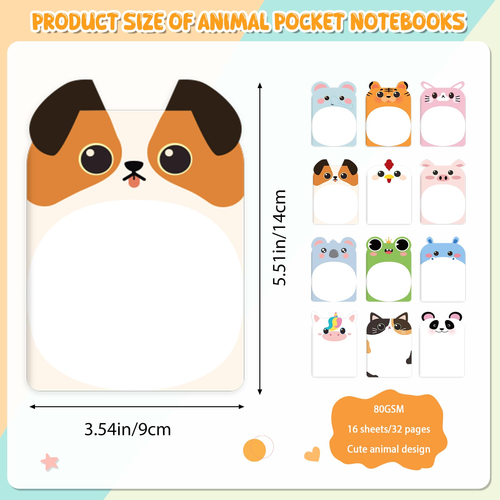 BESARME Lot de 24 ensembles de papeterie amusants, 24 stylos mignons 4-1 et 24 carnets de poche animaux avec sacs cadeaux, prix de classe, cadeaux de fête