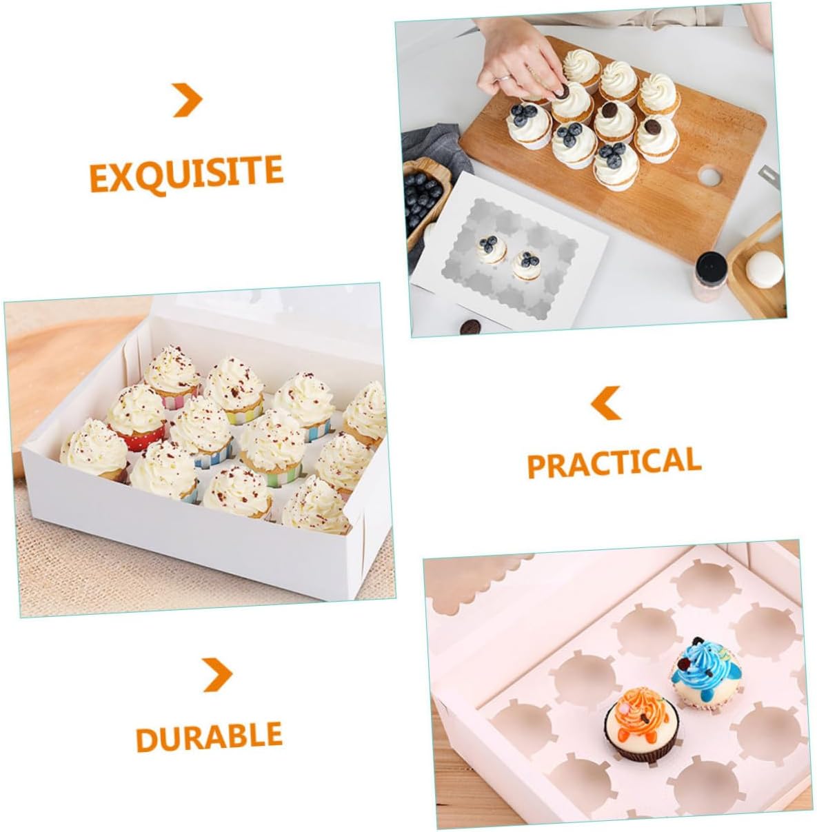 SUPVOX 10pcs Pastry Boxes with Window Paper Cupcake Boxes Muffin Cake Wrapping White Cardboard Packaging for Bakery Food Storage