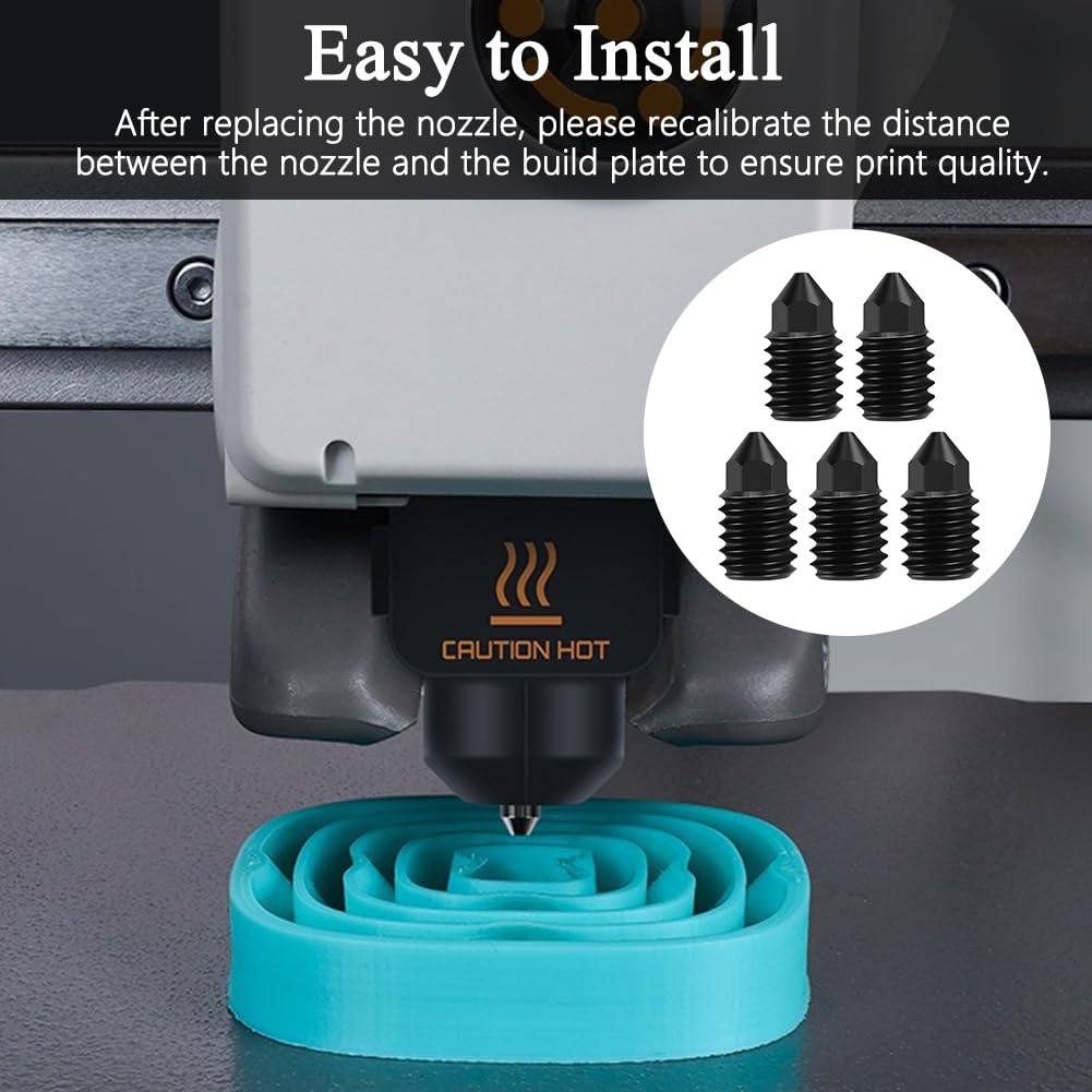 Dysze ze stali hartowanej do Bambulab A1/A1 0,2 mm 0,4 mm 0,6 mm 0,8 mm, z ekstra silikonową osłoną, skarpety, dysze ze stali hartowanej, do dysz Bambu Labu Mini 3D