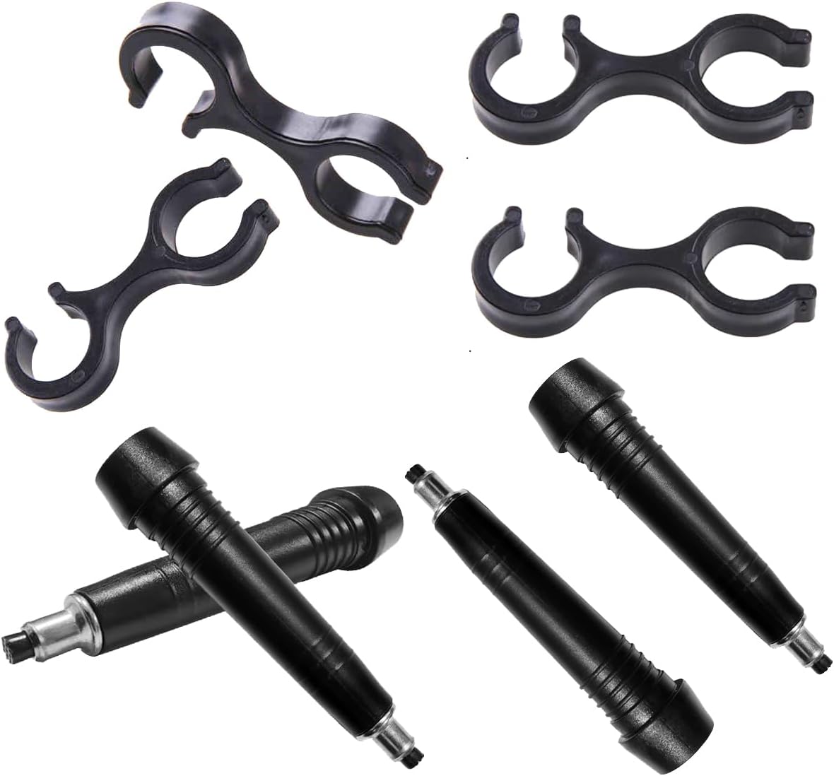 8 Pack Hiking Pole Tips Replacement Carbon Tungsten Carbide End Tip with Trekking Poles Clip Storage Organizer Buckle Connector Clamp for Walk Stick Cane Climb Rod Camping Outdoor