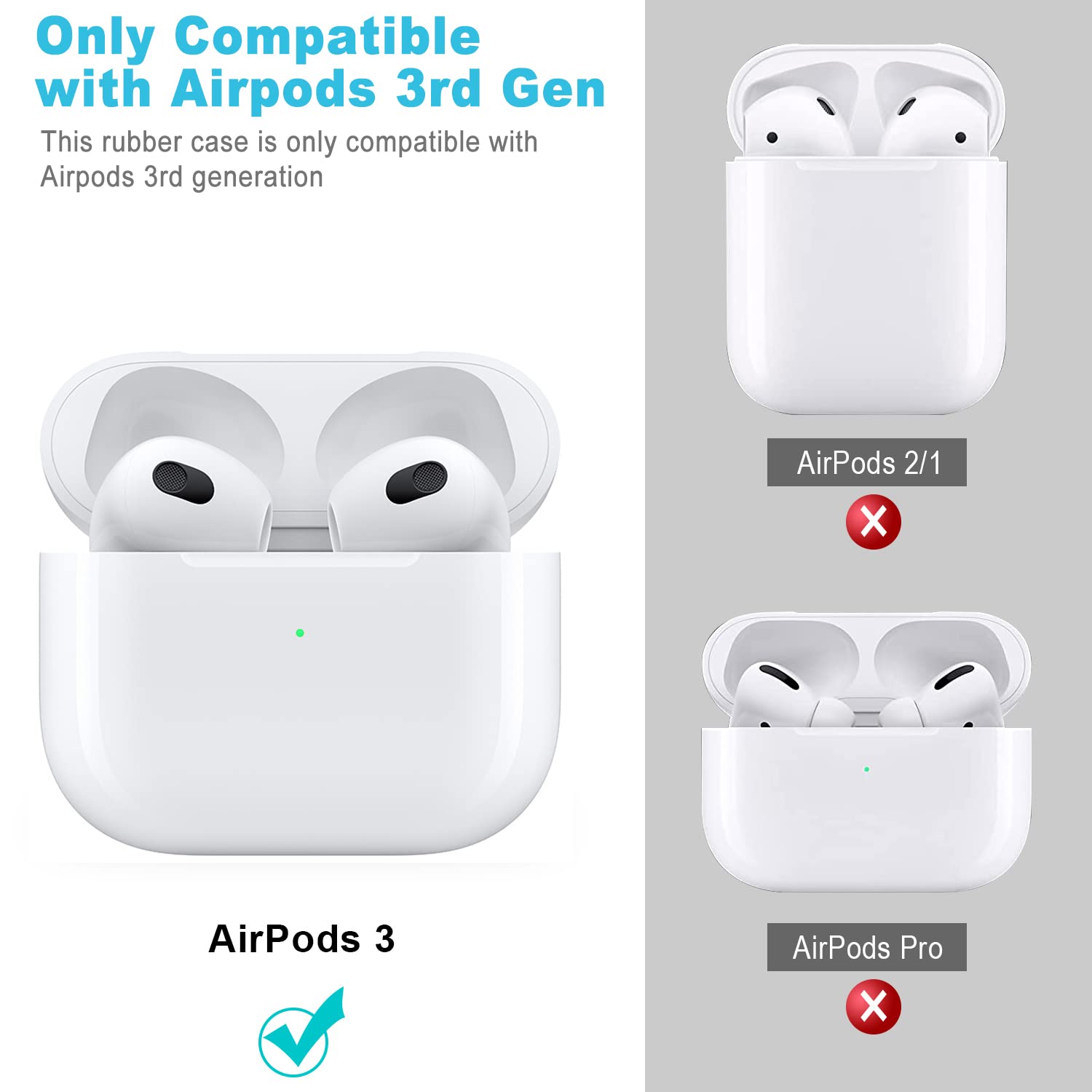 Leopard Silicone Compatible with AirPods 3 Case 2021, Gawnock Soft Case Flexible Compatible with AirPods 3rd Generation Print Cover for Women Girls with Keychain (Grey Leopard)