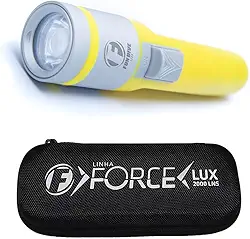 Lanterna de Mergulho LUX 2000 Lumens, Resistente à Água IPX-8 100m, LED de Alta Potência, 4 Modos de Iluminação, Bateria Recarregável, para Mergulho e Atividades ao Ar Livre (Amarelo)