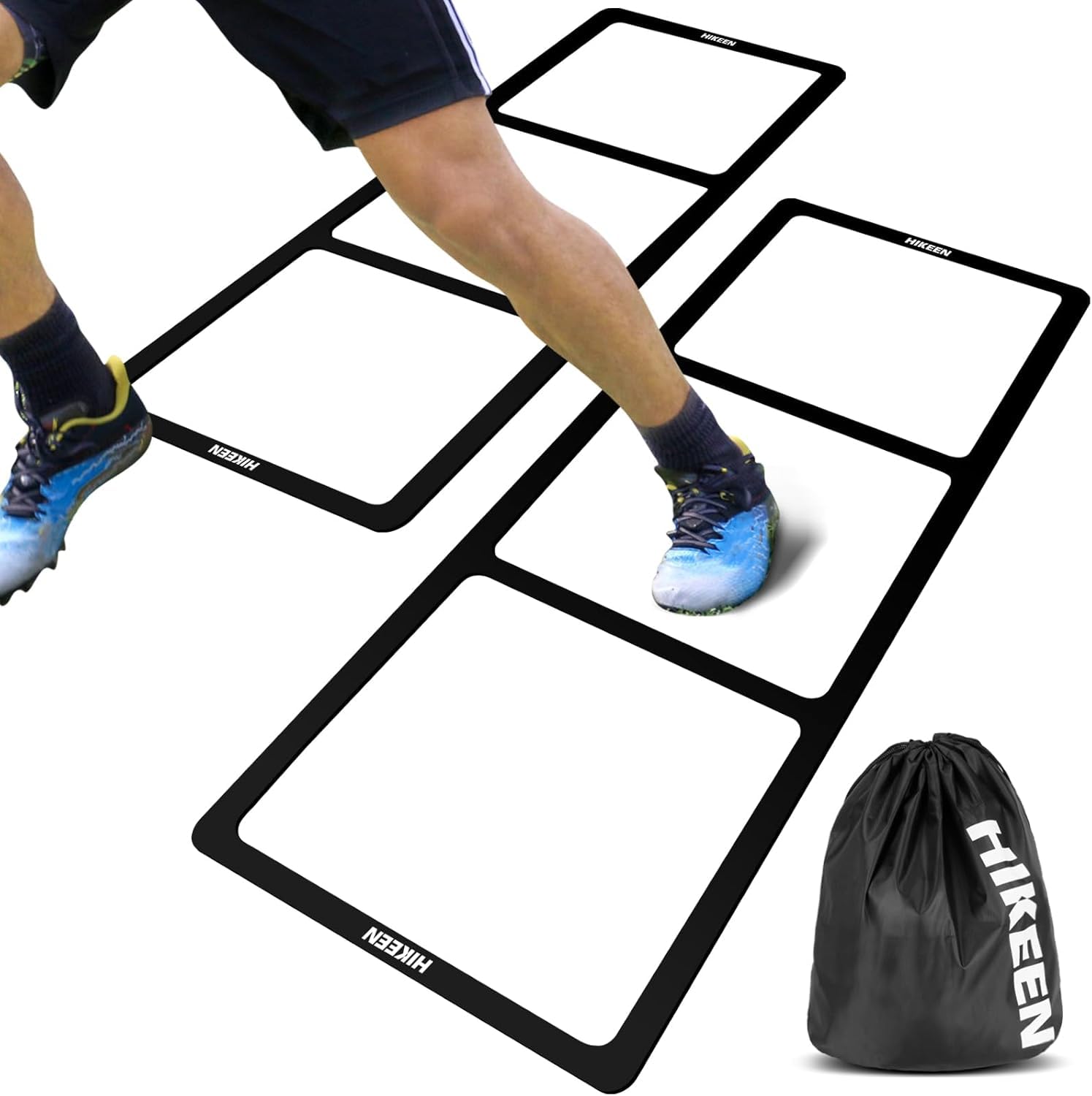 Hikeen Escalera de agilidad, escalera de velocidad para fútbol, baloncesto, escalera de entrenamiento de goma duradera para juego de pies con bolsa de transporte, sin montaje, portátil y