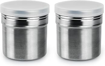 DS. DISTINCTIVE STYLE Powdered Sugar Shaker Duster 2 Pieces Cinnamon Shaker for Coffee Bar Stainless Steel Spice Shaker with Lid for Pepper, Flour, and Cocoa