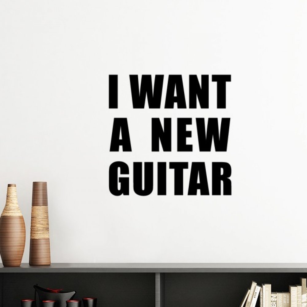 Sticker mural silhouette guitare jaune 30cm DIYthinker pour déco chambre