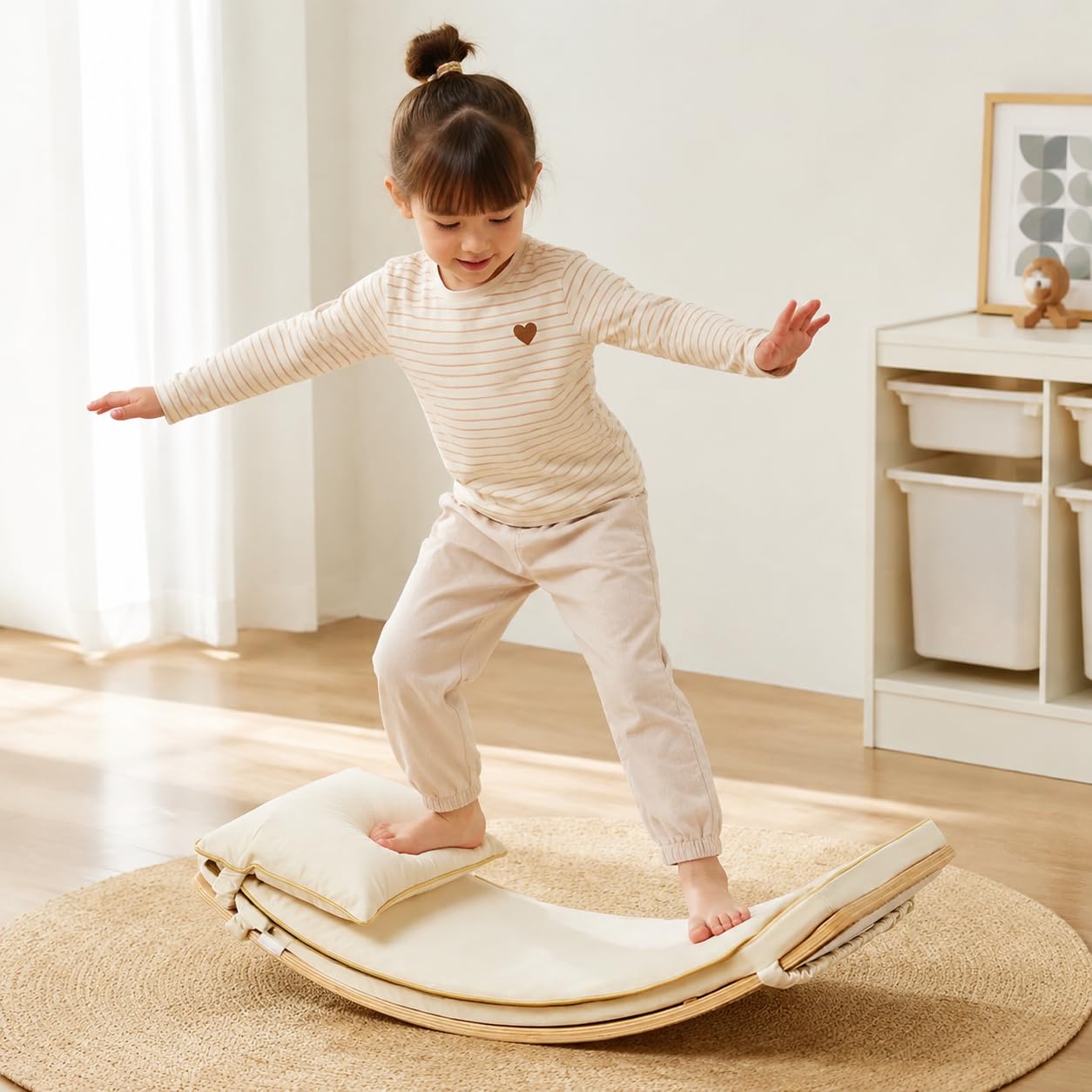 Board Curva de Madera, para Niños y Rehabilitación, Mejora tabilidad y Propiocepción, Uso Interior