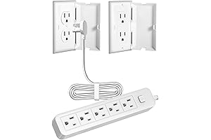Ultra-Thin 6ft Childproof Power Strip - Outlet Cover Extension Cord with 5AC Outlets, 1875W