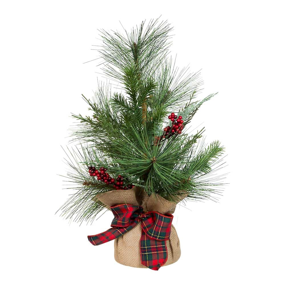 Árbol de Navidad Kurt S. Adler con base de arpillera verde de 18 pulgadas