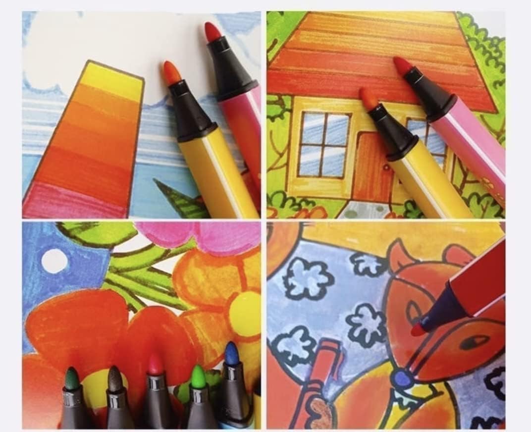MOKRUSH Washable Watercolour Pens Set, 24 Pieces, Colouring Kit, Art Markers, Colour Sketch Pens 4