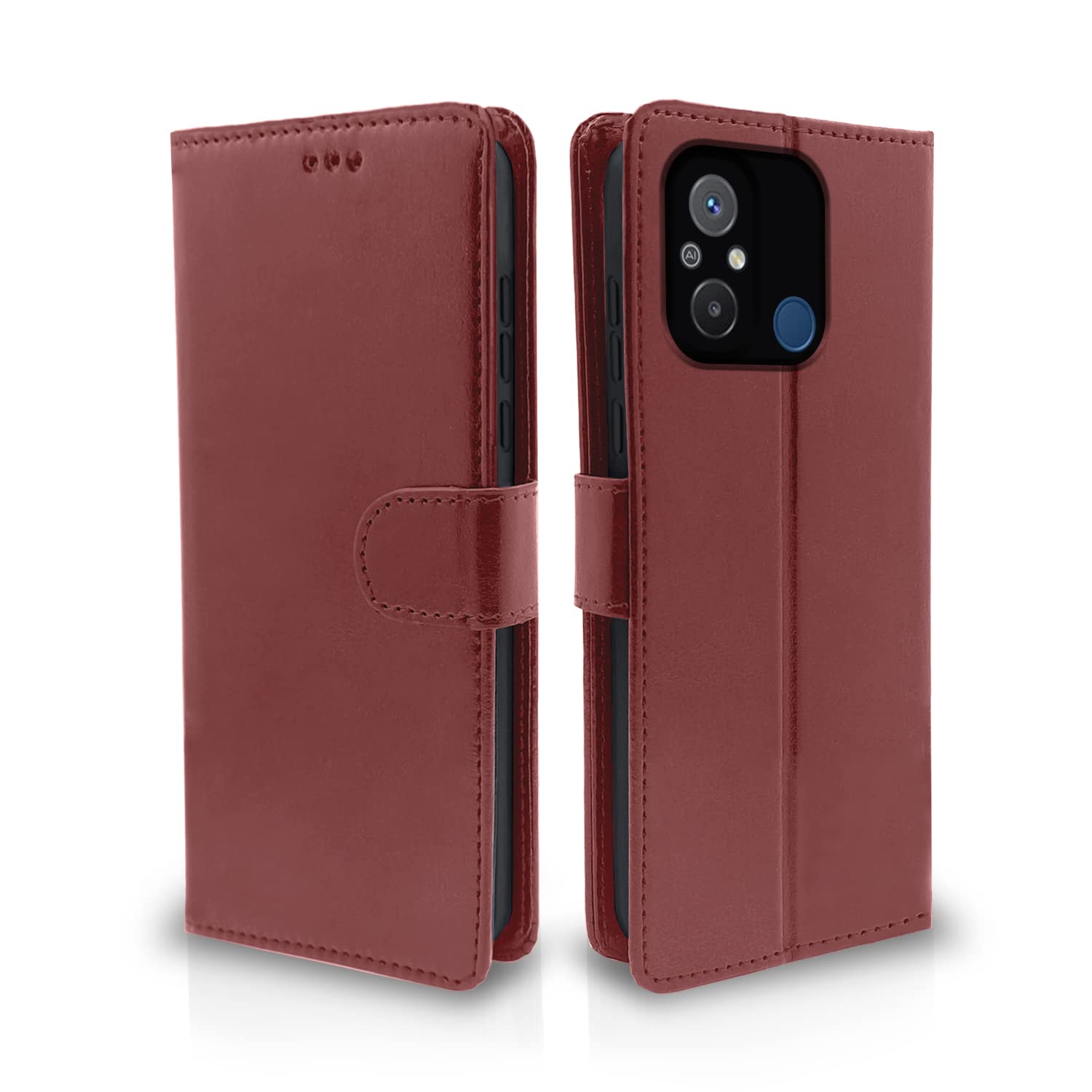 Pikkme Redmi 12C / Poco C55 Flip Cover Leather Finish | Inside TPU with Card Pockets | Wallet Stand and Shock Proof | Complete Protection Flip Case (Brown) (B0C1ZYB98X) Amazon Price History, Amazon Price Tracker