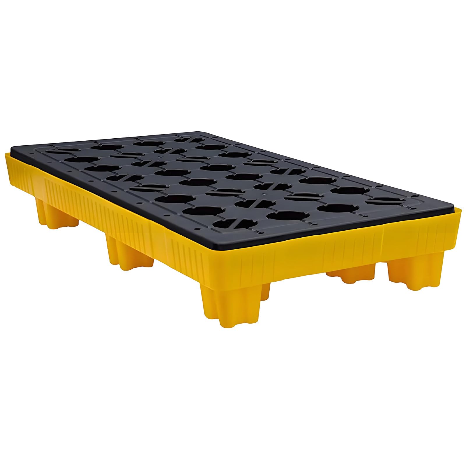 Generico Pallet modulare per Il contenimento di liquidi industriali, Resistente e Adatto a carrelli elevatori, Contenitore in plastica Durevole per Magazzini e fabbriche (120x60x18 cm)