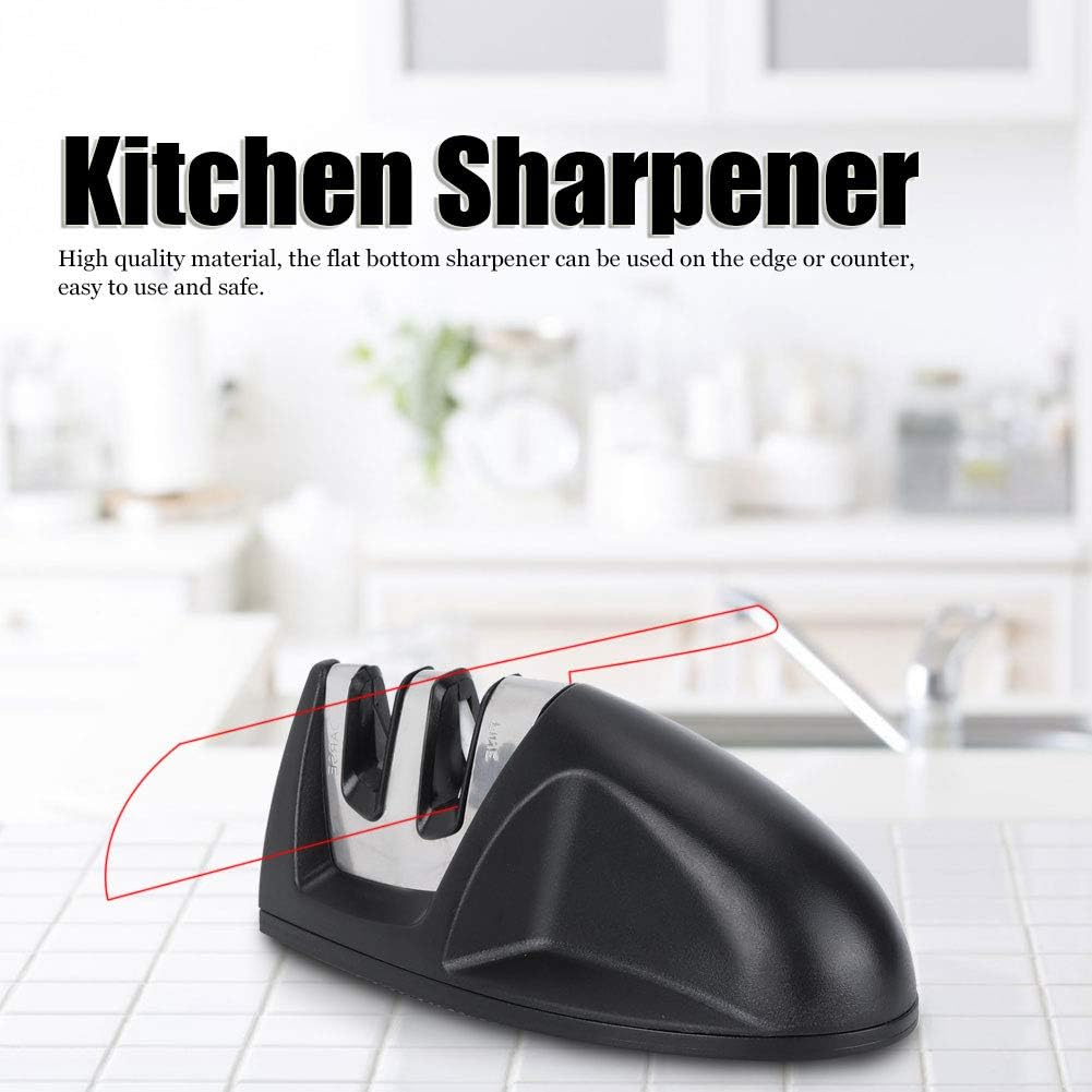 2Pcs 2-Slot Flat Bottom Kitchen Sharpener Multifunctional Household Knife Sharpening Tool