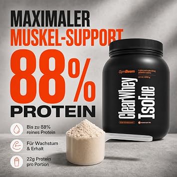GymBeam Clear Whey IsoFue Lemon-Lime 1000 g - Clear Whey Isolate as Protein Lemonade Up to 88% Protein Sugar and Fat Free Under 90 kcal per Serving (40 Servings)