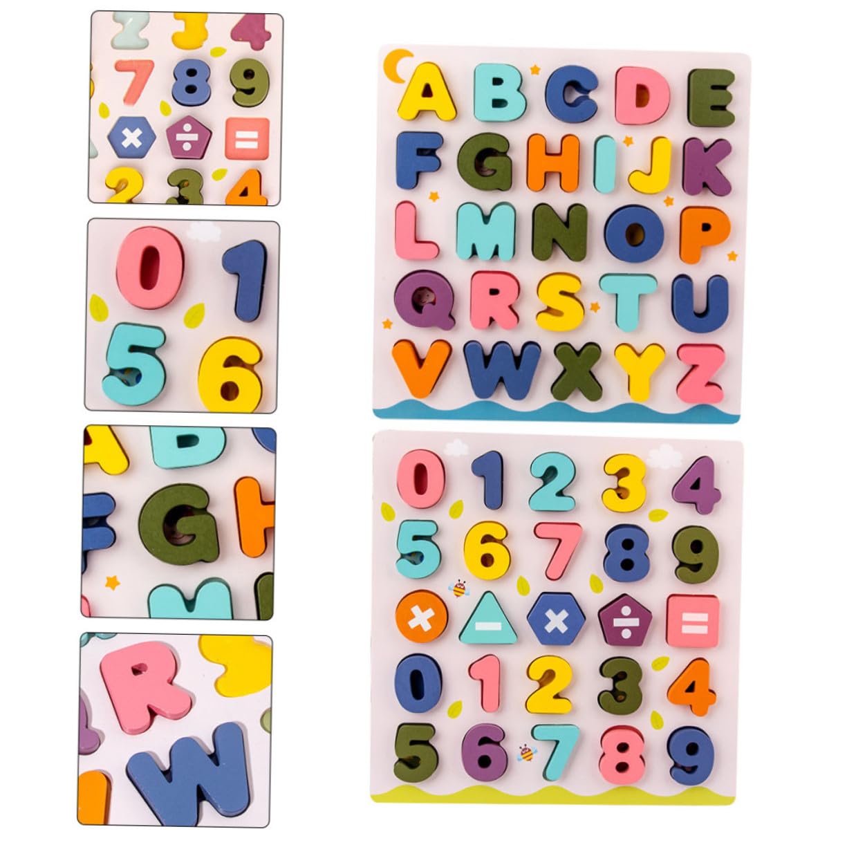 2 Juegos Bloques Educativos de Madera para Puzzles de Letras y Números Juguetes Didácticos para Reconocimiento y Aprendizaje Temprano Infantil para Desarrollo Cognitivo