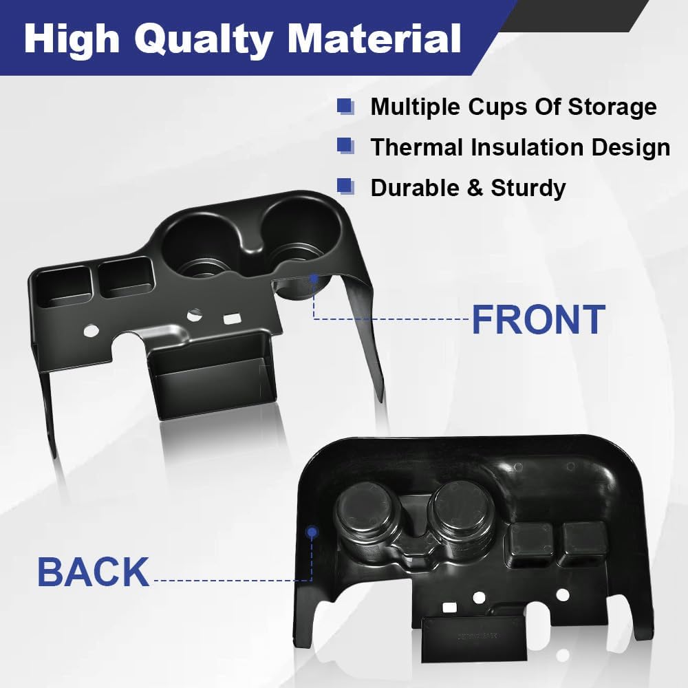 PIT66 Center Console Cup Holder, Compatible with 1999-2001 Ford Super Duty Truck F250 / F350 / F450 / F550, Black
