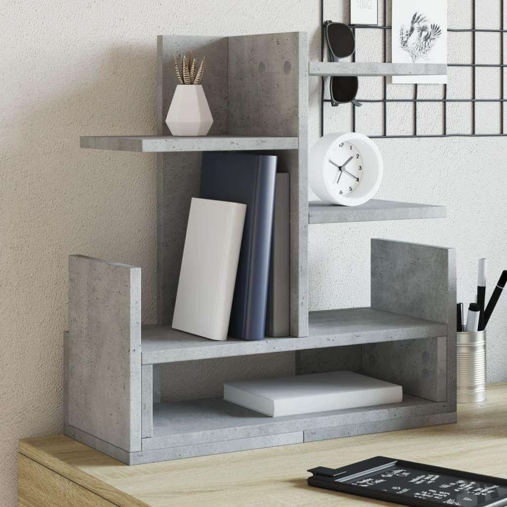 Organizer Scrivania Grigio Cemento 49x20x52,5 cm Multistrato,Organizer da scrivania in Legno Fai da Te da Te per cancelleria, Grande capacità,per casa, Ufficio e Scuola