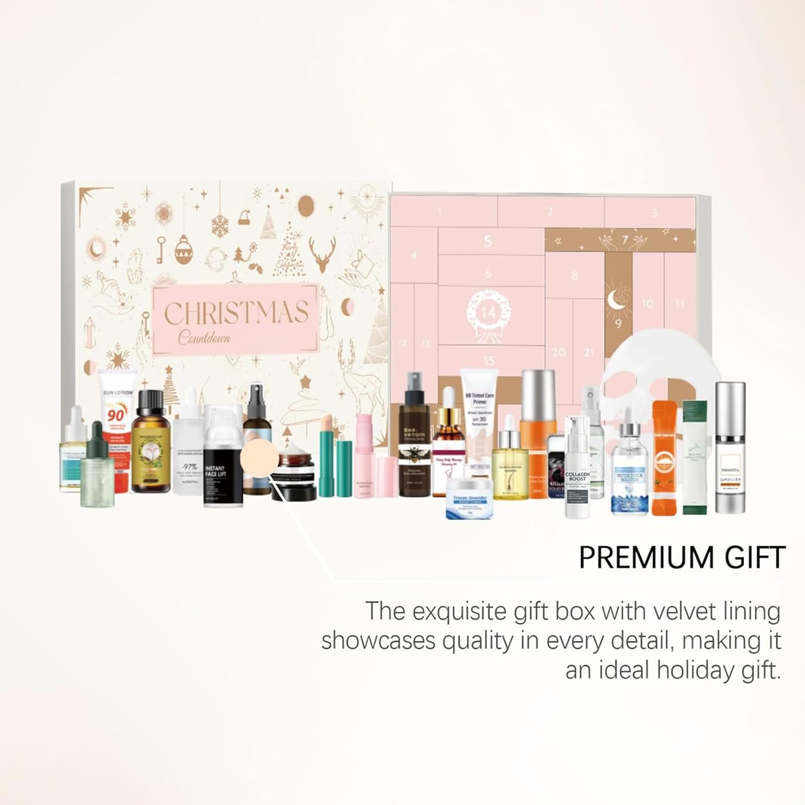 Adventskalender 2025 – 24 Türchen mit verwöhnenden Überraschungen, Weihnachtskalender mit Pflegeprodukten, Pflegeset für die Adventszeit, Beauty Geschenk für Frauen & Mädchen