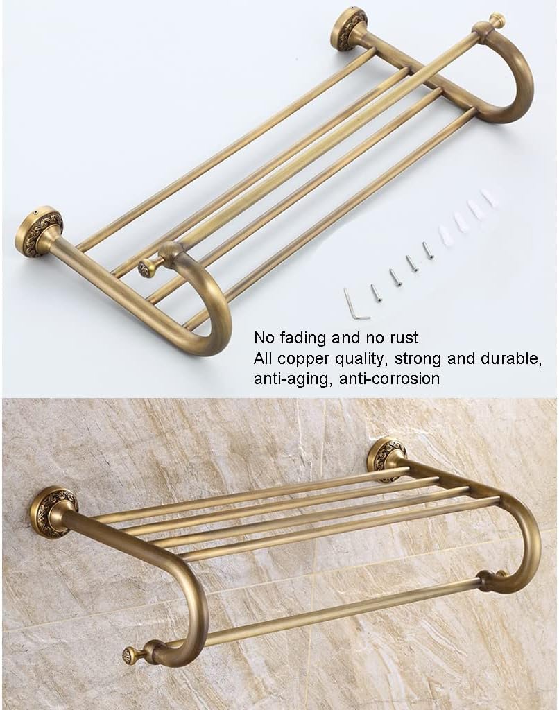Towel Rack, Bathroom Towel Rack Wall Mounted Towel Rack, Antique Bath Towel Rack, Copper Towel Rack, European Retro Toilet Rack, Bathroom Hardware D