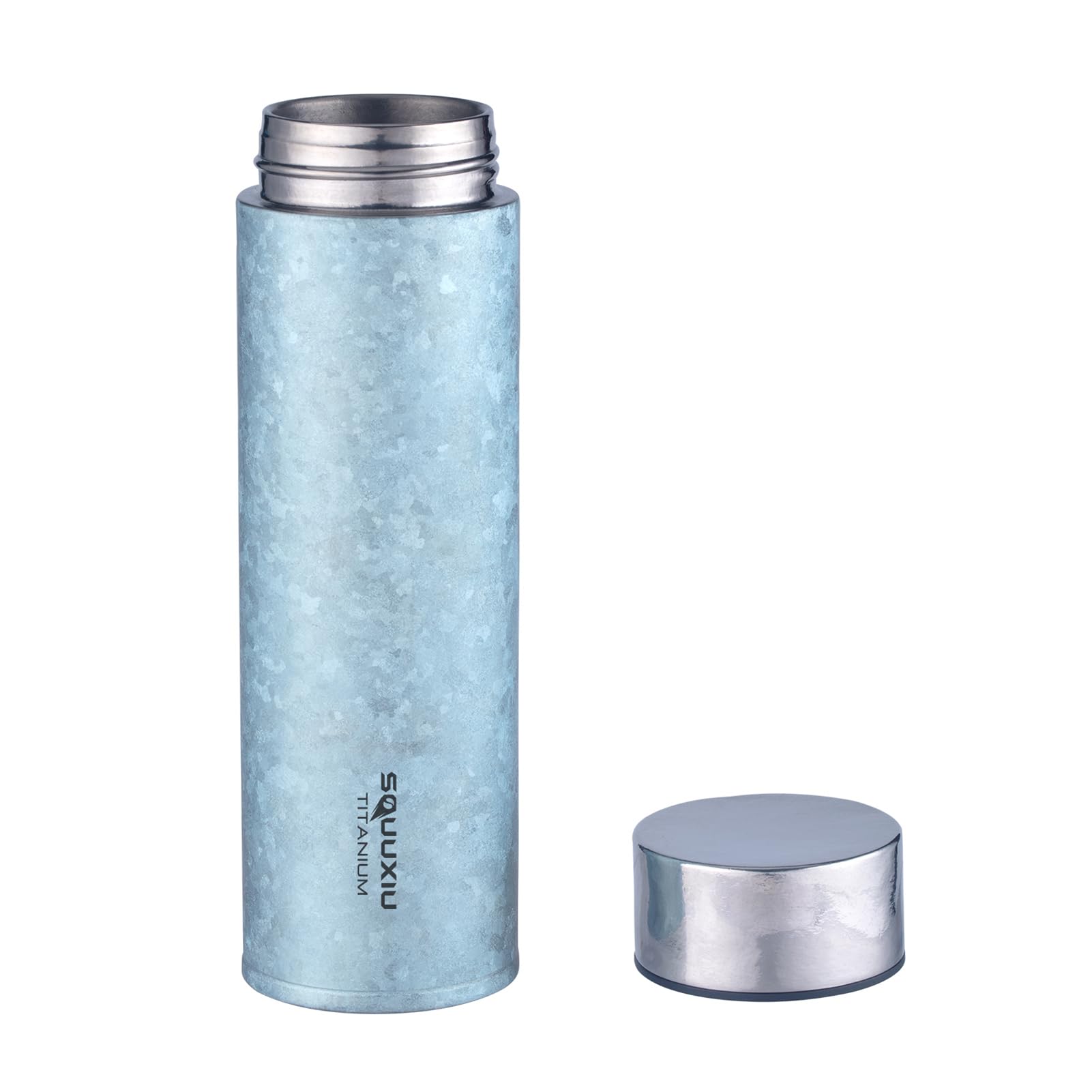 SOUUXIU Travel Insulated Water Bottle 450ml Lightweight with Tea Filter Titanium Vacuum Flask Outdoor Water Bottles for Camping Backpacking Hiking
