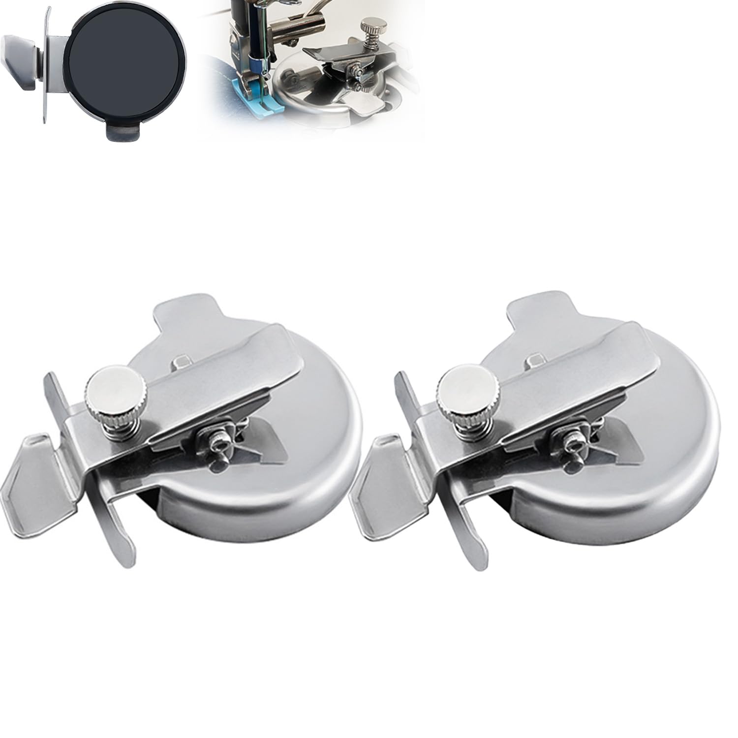 Adjustable Round Magnetic Seam Guide,Stainless Steel Strong Magnetic Base Sewing Accessory,Curved Edge for Rounded Hems Collars Circle Sewing Lock Stitch (2PCS)