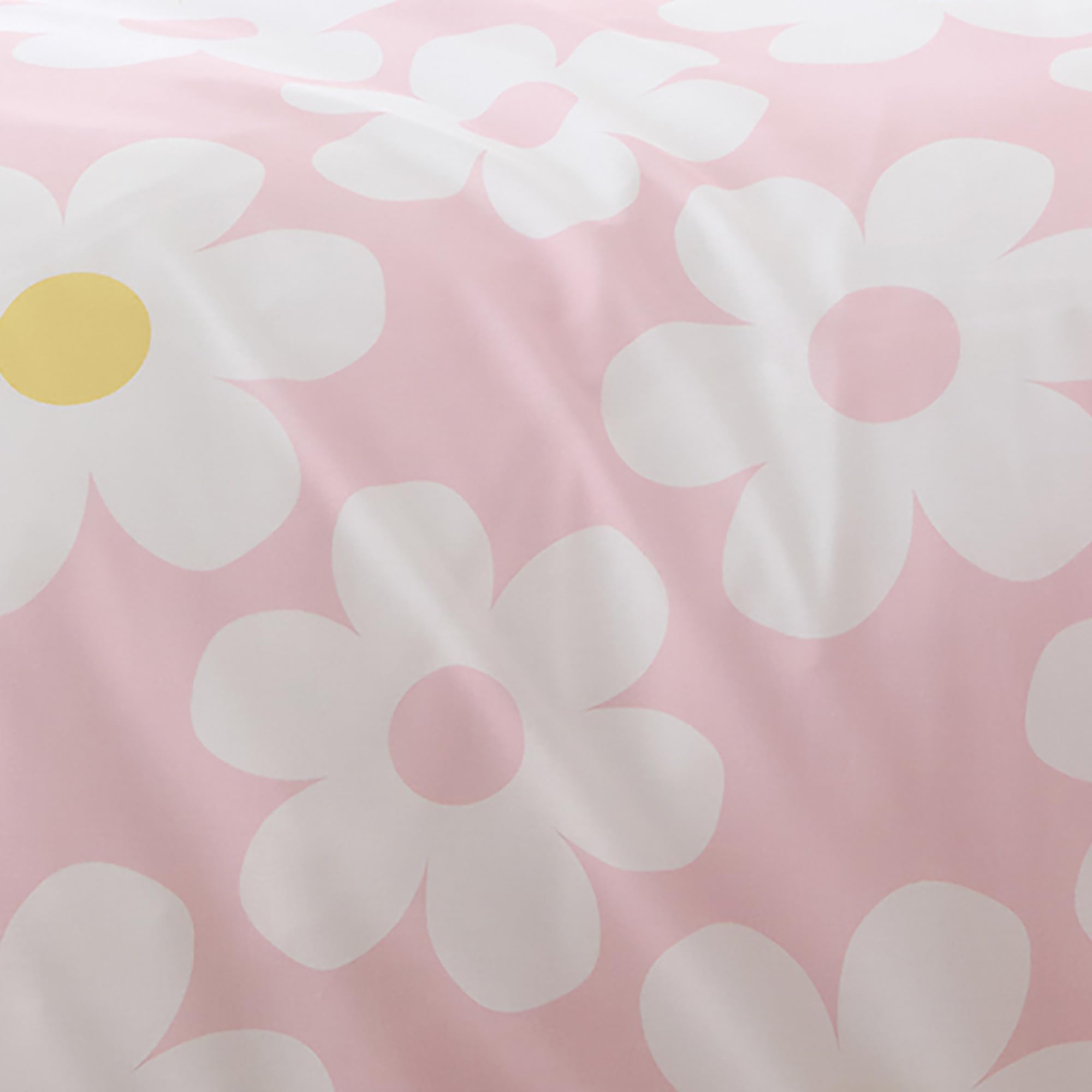 Bedlam - Funda de edredón de Flores Rosas - Tamaño de Cama Individual (140 x 200 cm) - Diseños Reversibles (guingam) - 1 Funda de Almohada - Ropa de Cama Rosa con Margaritas - Funda de edredón a
