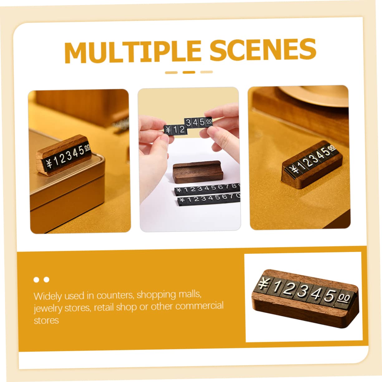 PRETYZOOM 5 Sets Wooden Tag Cubes Retail Store Display Stickers Shopping Mall Sign Blocks