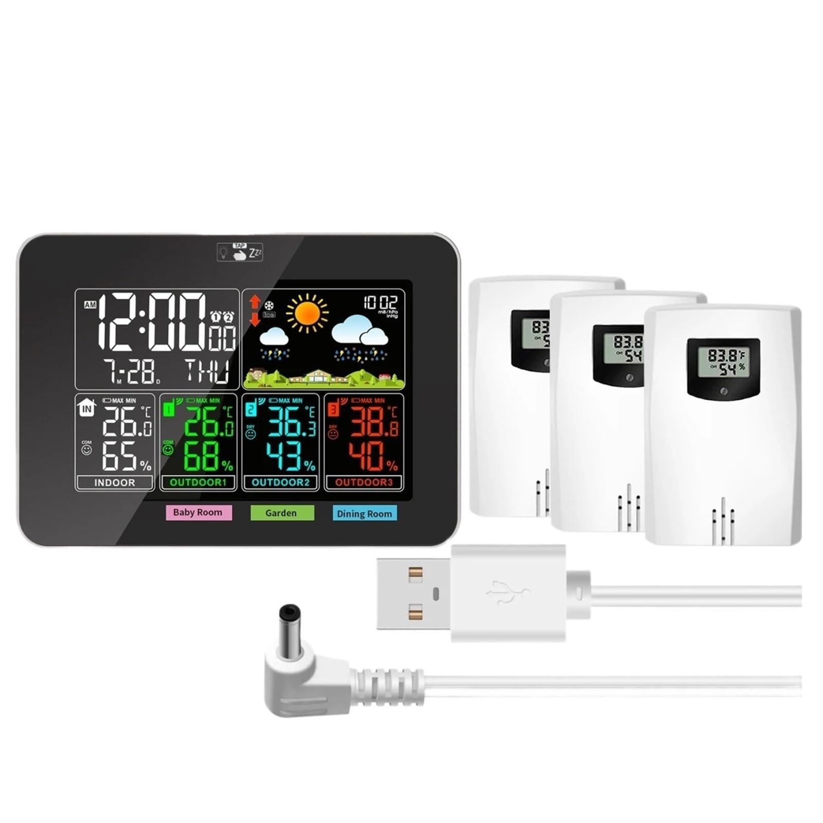 Stacje pogodowe Bezprzewodowa temperatura zewnętrzna Wilgotność VA Kolorowy wyświetlacz Prognoza pogody Ciśnienie barometryczne Budziki,Dokładnie przewiduj