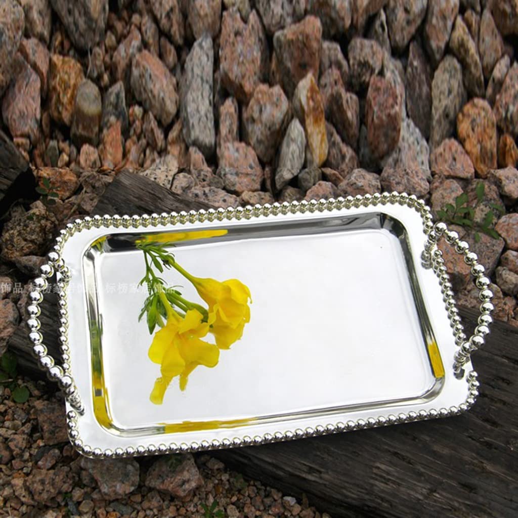 Bandeja Decorativa con Asas, Bandeja de Comida for Mesa de Centro, bandejas rectangulares de aleación for Servir, Organizador de joyería y Perfume