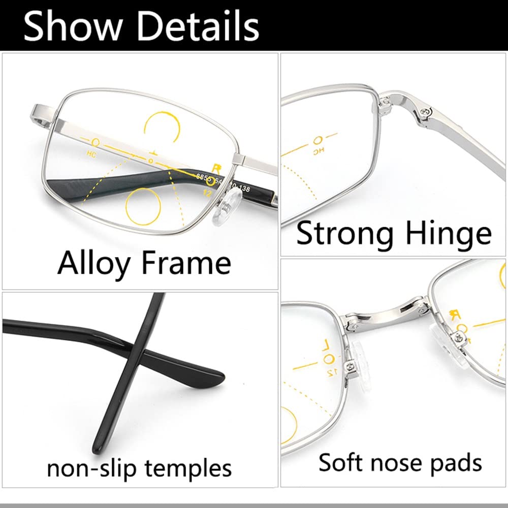Gafas De Lectura Transición Fotocromático Gafas De Computadora Plegables Montura Metálica Anteojos Bloqueo De Luz Azul para Hombres Y Mujeres (Size : +3.00)