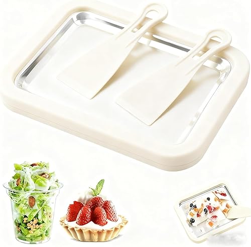Miniatura 9 de At-Home - Kit para hacer helados enrollados, bandeja de helado enrollada casera, placa de congelación instantánea con 2 raspadores, yogur, sorbete,