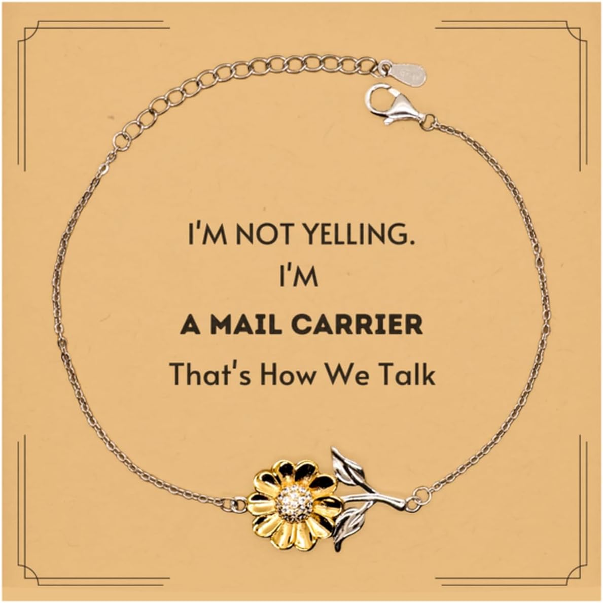 Sarcastic Gag Mail Carrier Gifts, I'm Not Yelling. I'm Mail Carrier That's How We Talk, Funny Mail Carrier Sunflower Bracelet Christmas Birthday Graduation for Women Men Coworker