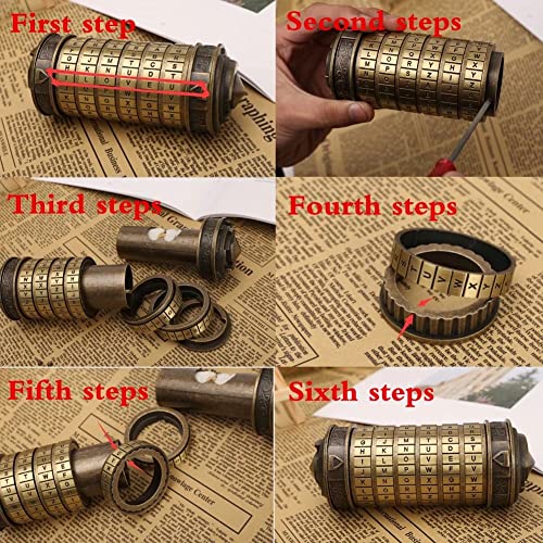 Cryptex Puzzle Boxes Da Vinci Code Mini Cryptex Lock with Hidden Compartments Anniversary Valentine's Day Mysterious birthday gifts for family and friends - Image 4