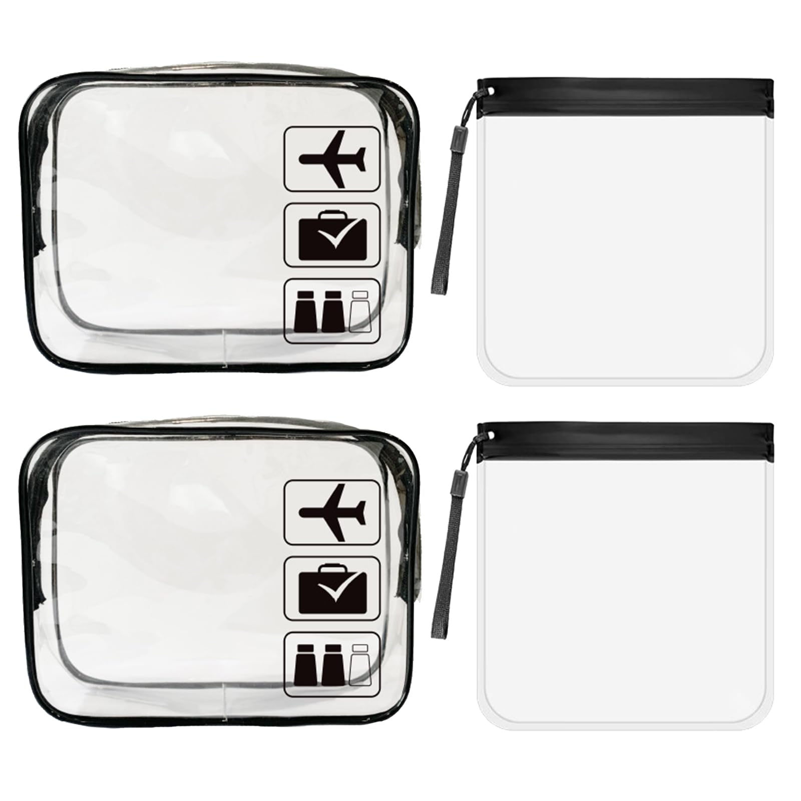 DALAETUS4 Pcs TSA Travel Toiletry Bag, Clear PVC Makeup Bag, Transparent Airline Approved Cosmetic Makeup Bag, Waterproof Shower Bag for Women, Men, Girls, Kids, Business, Bathroom(Black)