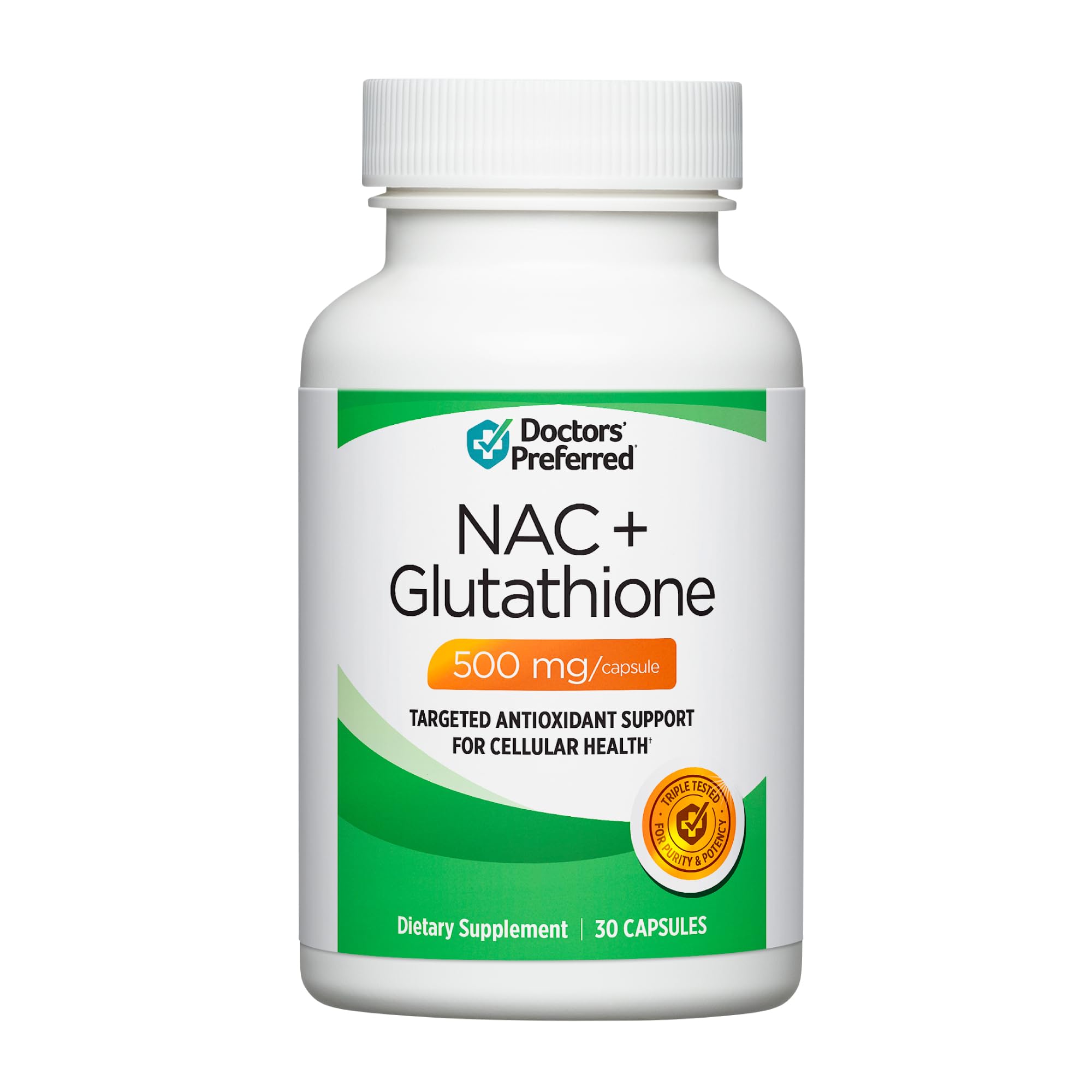 DOCTORS' PREFERRED NAC Supplement (N-Acetyl L-Cysteine) + Glutathione 30 ct