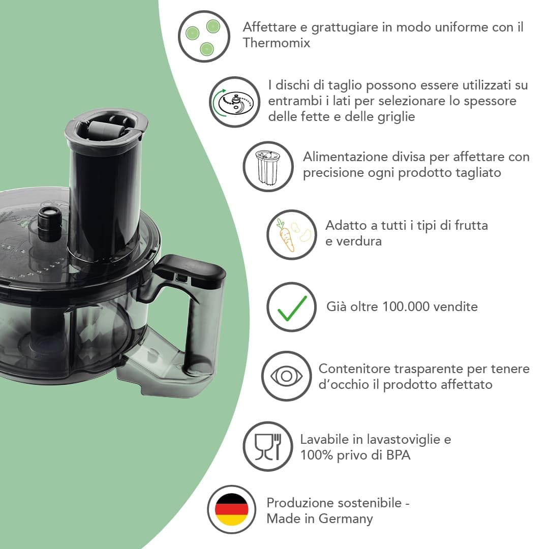 Wundermix WunderSlicer V2 Tagliaverdure per Bimby TM6 TM5 | Affetta e grattugia verdure e frutta, utensile da cucina innovativo, Made in Germany