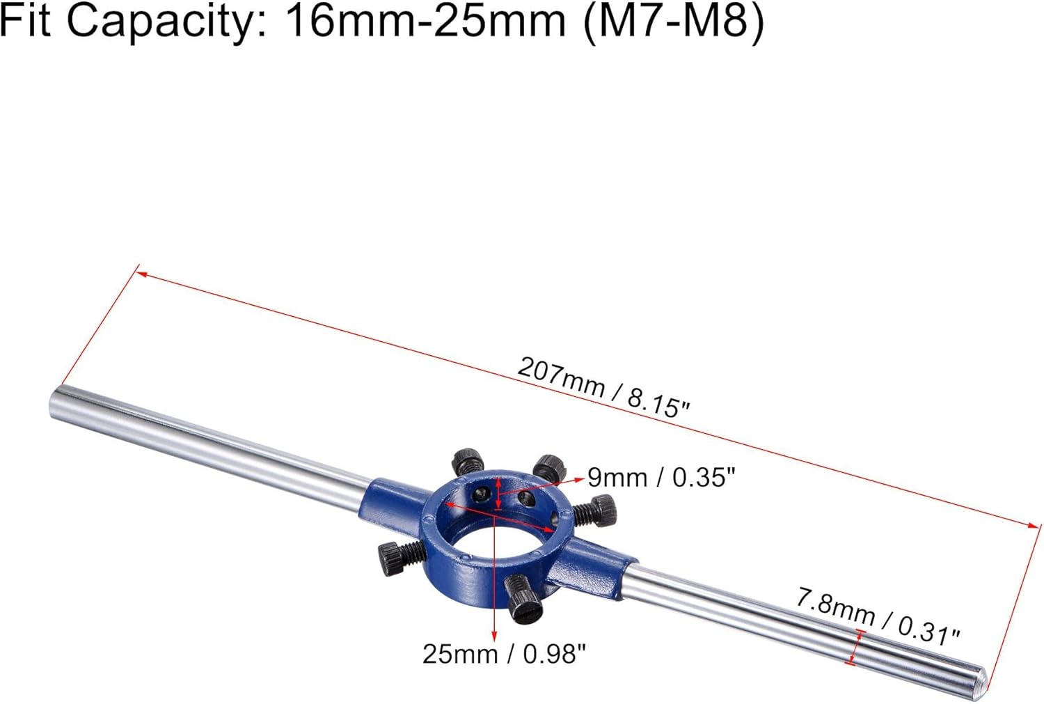 uxcell Round Die Stock Handle Wrench Set, 5/16-18 UNC Threading Die and 25mm Die Holder (Fits: 16mm-25mm OD Die / M7-M8 Thread Die) Adjustable for Bolt Thread Repair