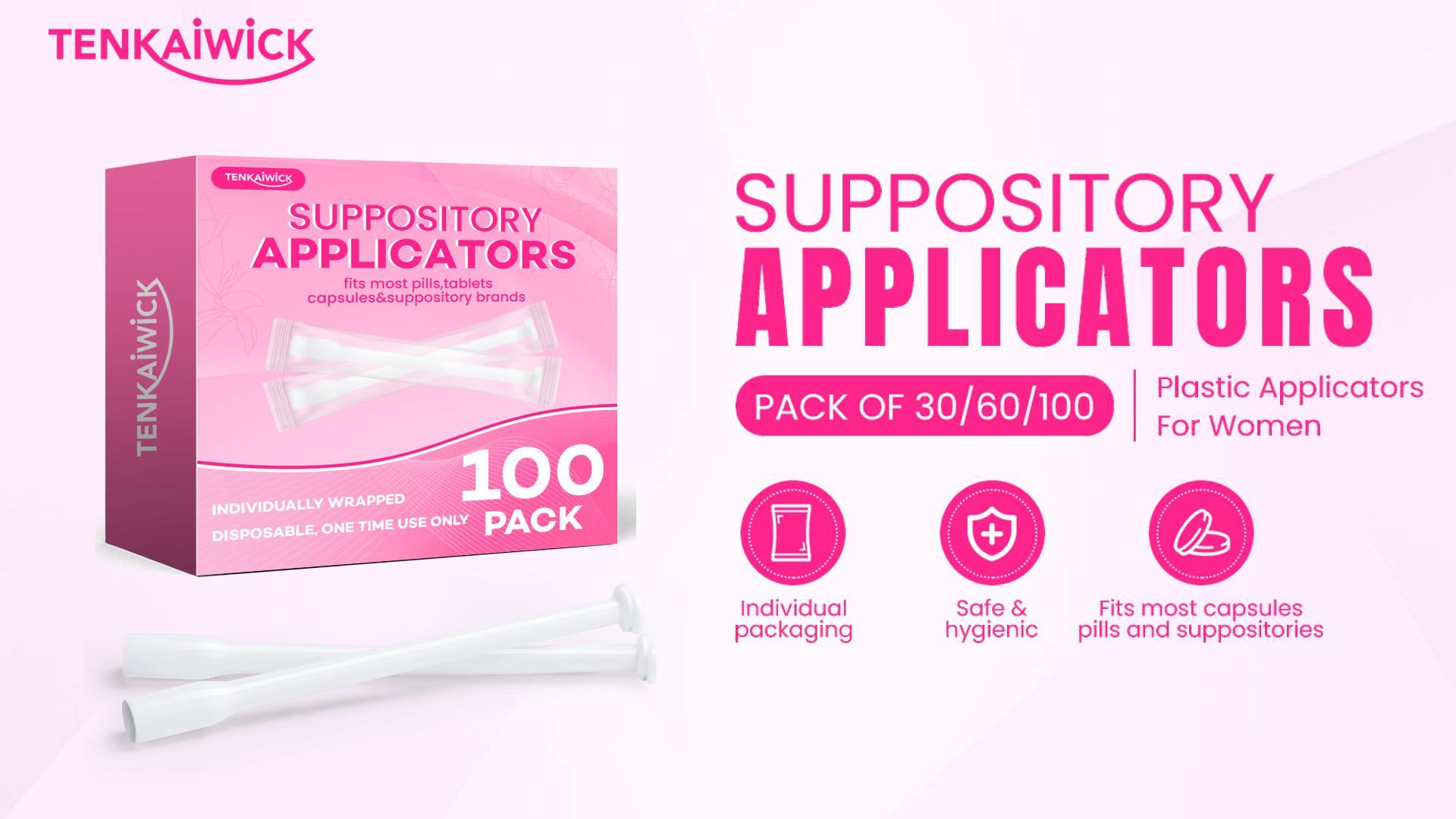 Amazon.com: TENKAIWICK 30 Pack Disposable Vaginal Suppository Applicator  for Women, Vaginal Applicator fits Size 0/00 Cap-Sules and Most Pills,  Tablet Suppositories, Individually Wrapped : Industrial & Scientific